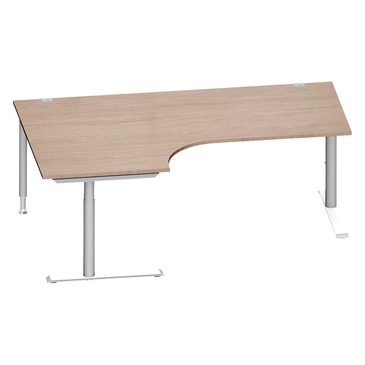 Schäfer Shop Genius Winkelschreibtisch MODENA FLEX 90°, Ansatz links, C-Fuß-Rundrohr, B 2000 mm,Eiche-Dekor/weißalu