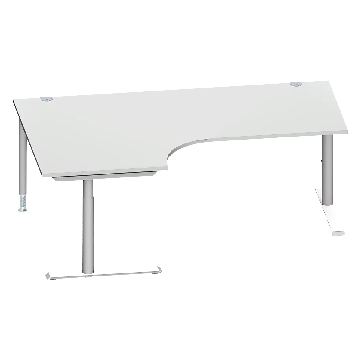 Schäfer Shop Genius Winkelschreibtisch MODENA FLEX 90°, Ansatz links, C-Fuß-Rundrohr, B 2000 mm, lichtgrau