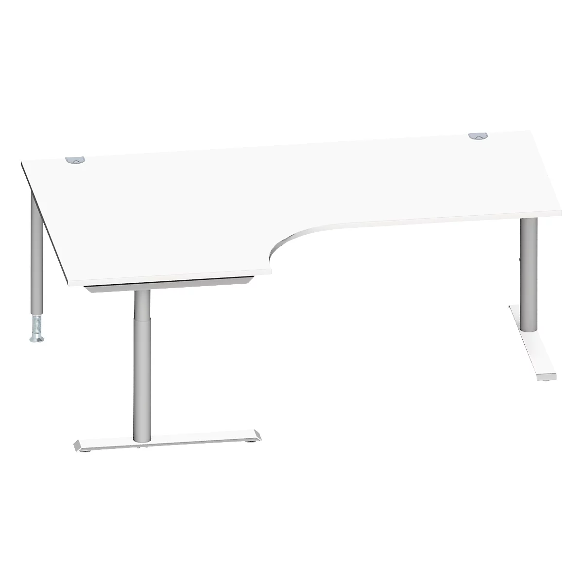 Schäfer Shop Genius Winkelschreibtisch MODENA FLEX 90°, Ansatz links, C-Fuß-Rundrohr, B 2000 mm, weiß/weiß