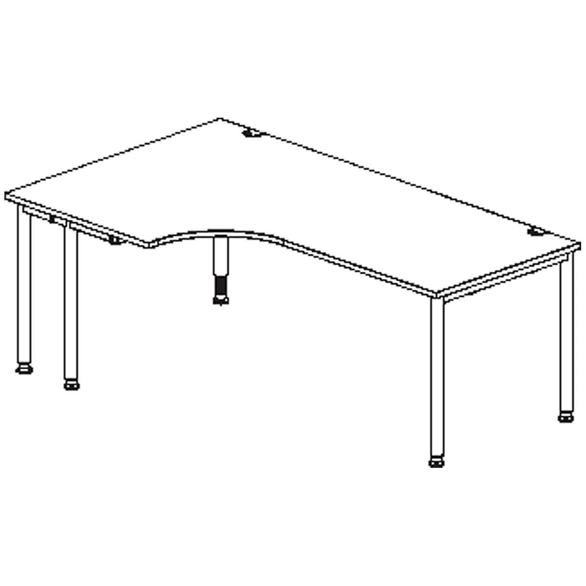 Schäfer Shop Genius Winkelschreibtisch MODENA FLEX 90°, Ansatz links, einseitig, verkürzte Seitenteile, 4-Fuß-Rundrohr, weiß 