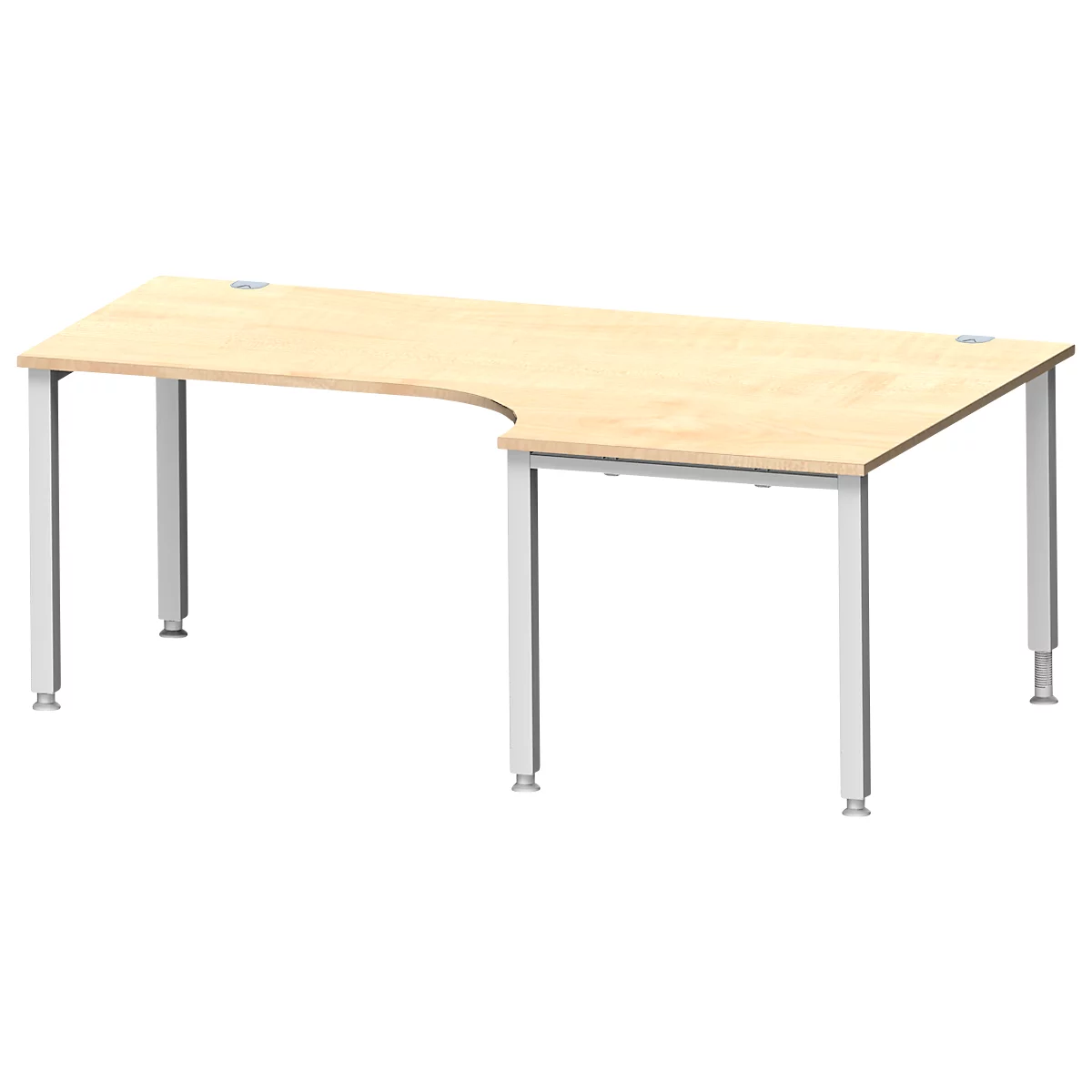 Schäfer Shop Genius Winkelschreibtisch MODENA FLEX 90°, Ansatz rechts, 4-Fuß-Quadratrohr, B 2000 mm, ahorn/weiß