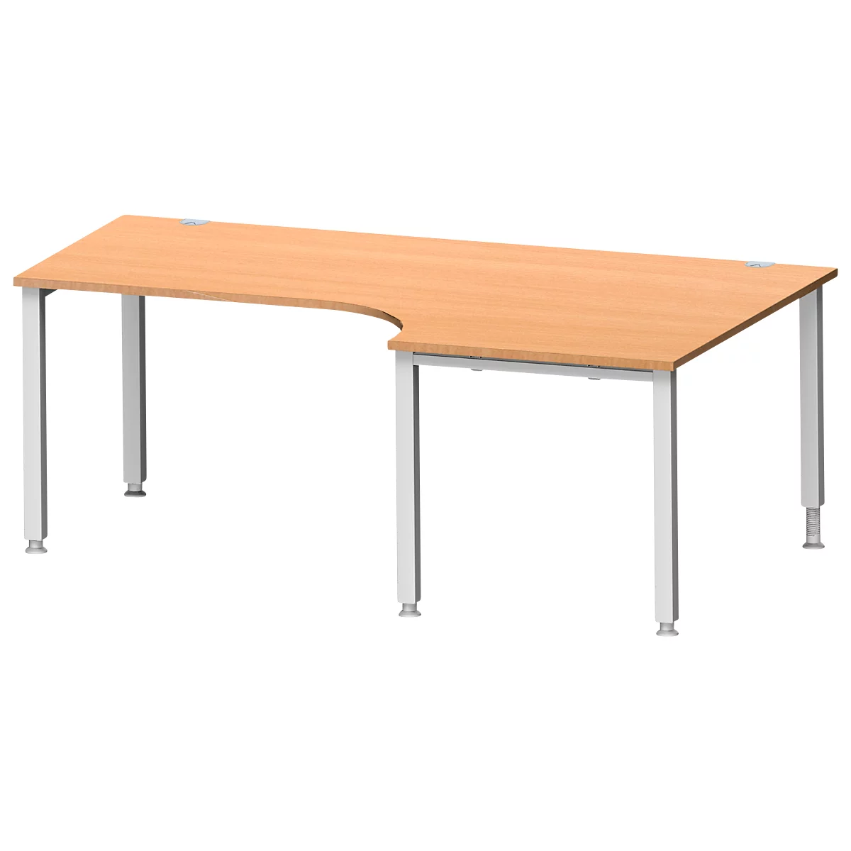 Schäfer Shop Genius Winkelschreibtisch MODENA FLEX 90°, Ansatz rechts, 4-Fuß-Quadratrohr, B 2000 mm, buche/weiß