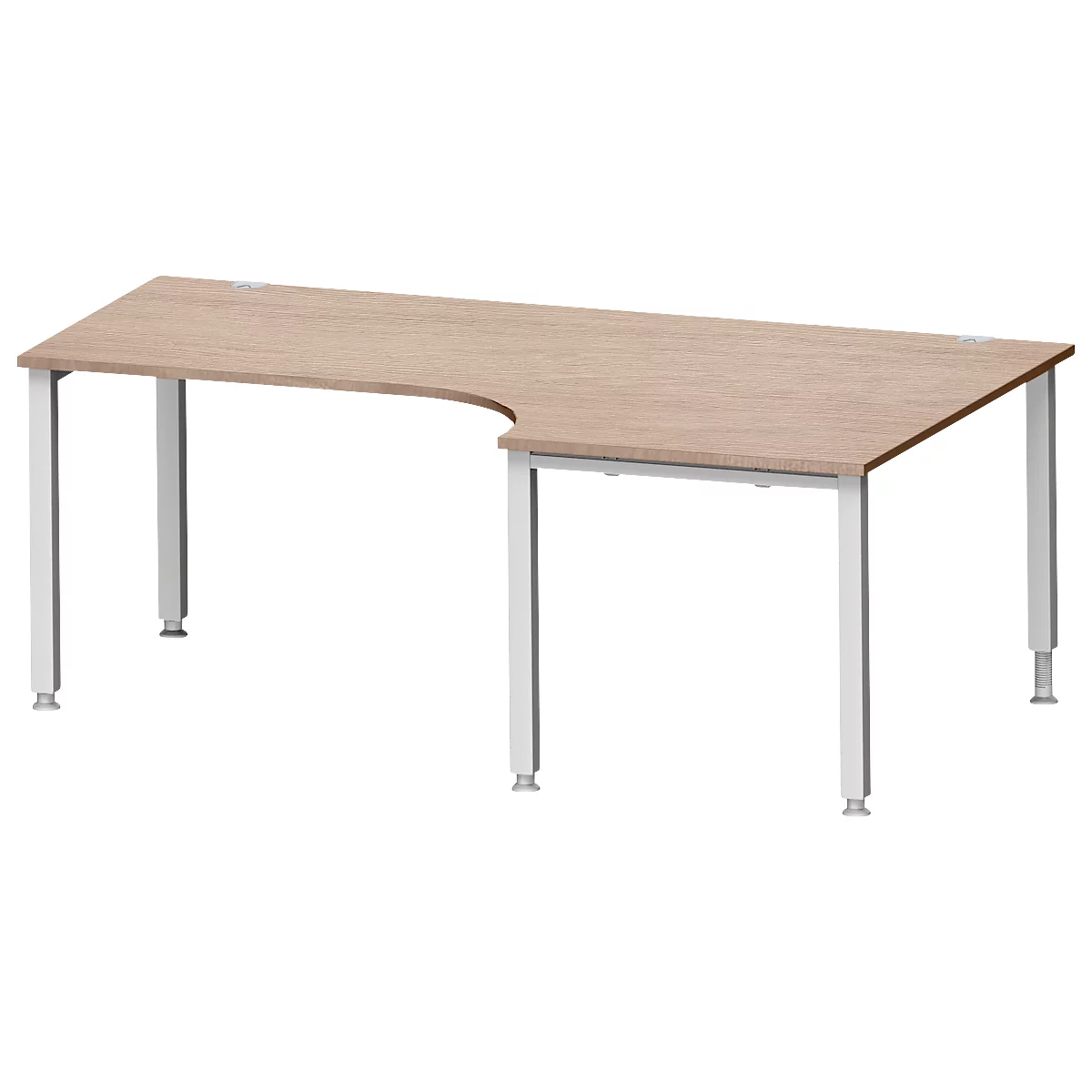 Schäfer Shop Genius Winkelschreibtisch MODENA FLEX 90°, Ansatz rechts, 4-Fuß-Quadratrohr, B 2000 mm, Eiche-Dekor