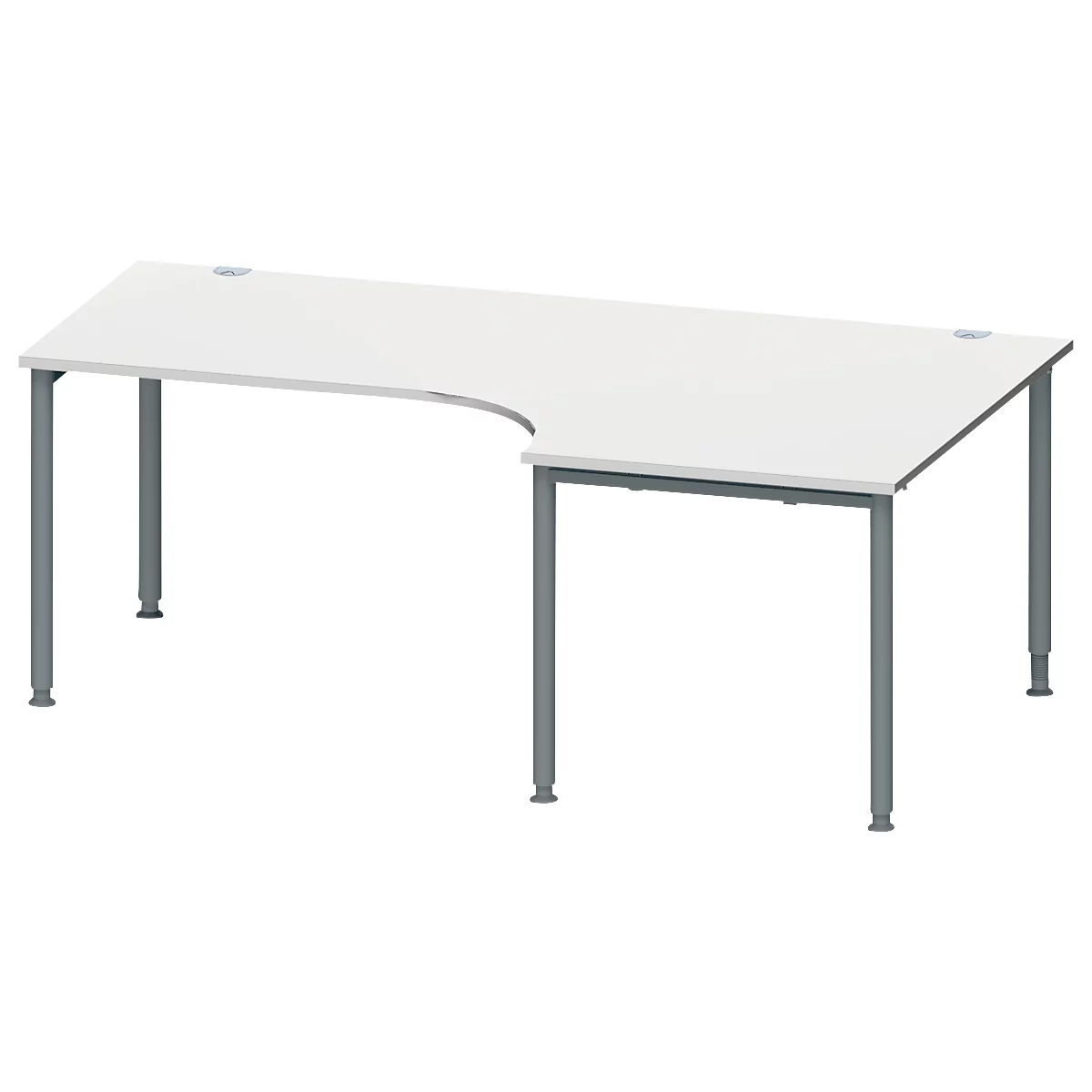 Schäfer Shop Genius Winkelschreibtisch MODENA FLEX 90°, Ansatz rechts, B 2000 mm, lichtgrau/anthrazit