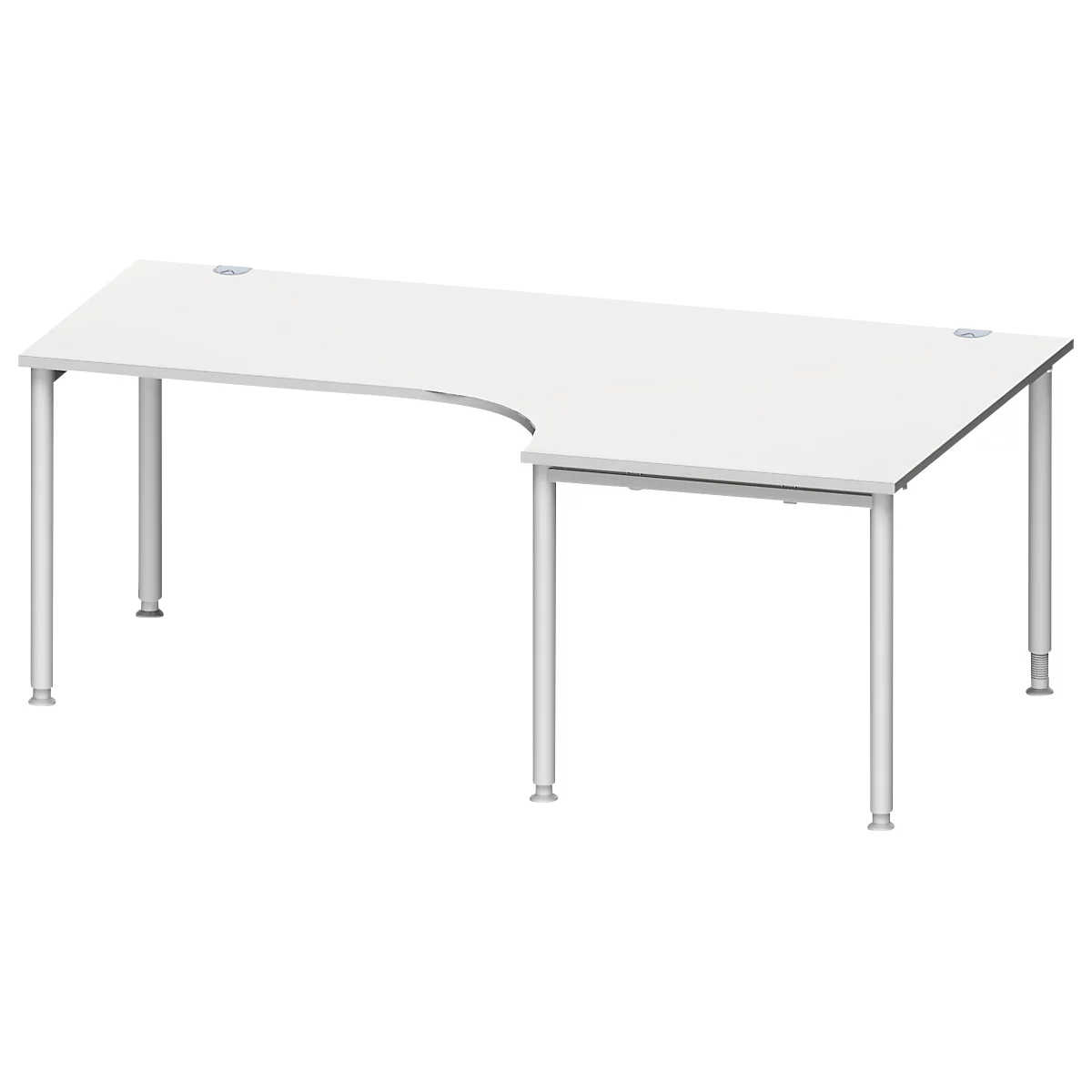 Schäfer Shop Genius Winkelschreibtisch MODENA FLEX 90°, Ansatz rechts, B 2000 mm, lichtgrau