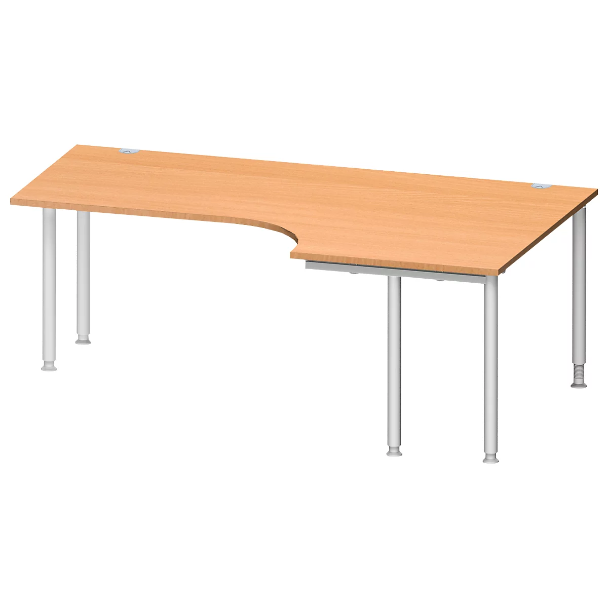 Schäfer Shop Genius Winkelschreibtisch MODENA FLEX 90°, Ansatz rechts, beidseitig, verkürzte Seitenteile, 4-Fuß-Rundrohr, Buche-Dekor 
