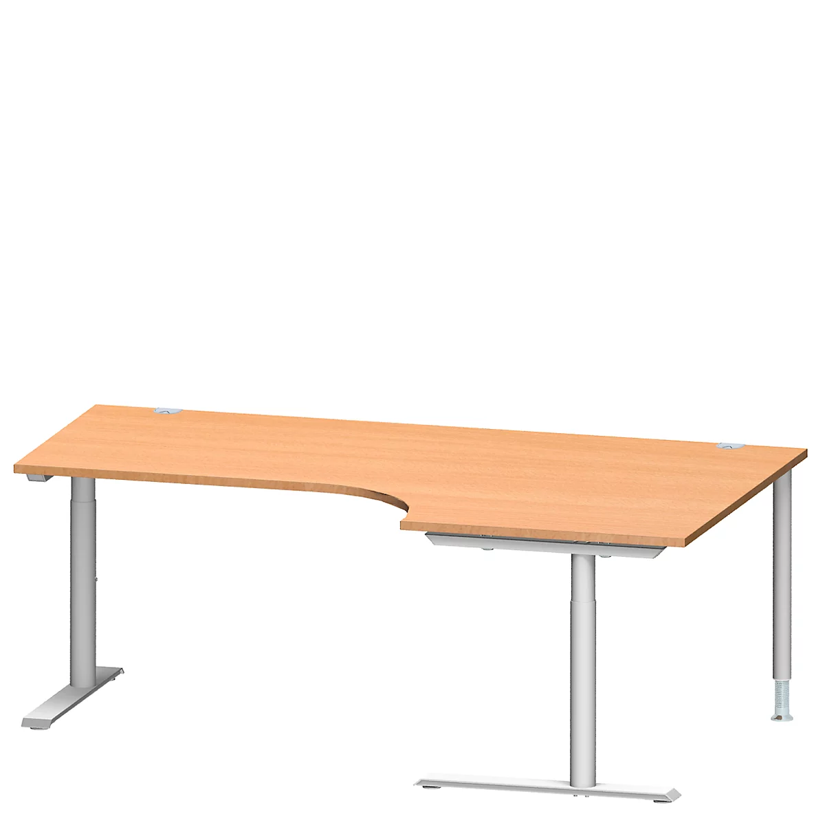 Schäfer Shop Genius Winkelschreibtisch MODENA FLEX 90°, Ansatz rechts, C-Fuß-Rundrohr, B 2000 mm buche/weiß