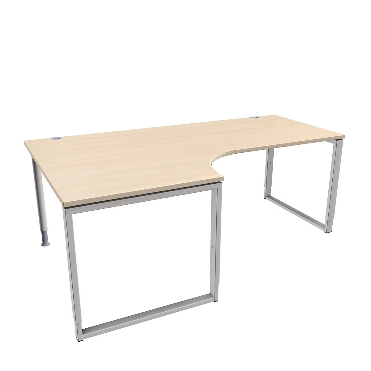 Schäfer Shop Genius Winkelschreibtisch MODENA FLEX, 90°, Bügelfuß, Ansatz links, B 2000 mm, Ahorn-Dekor