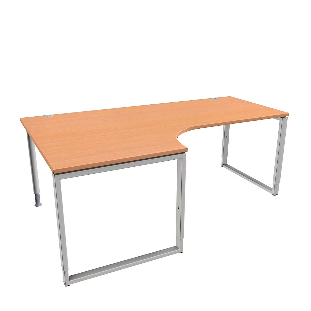 Schäfer Shop Genius Winkelschreibtisch MODENA FLEX, 90°, Bügelfuß, Ansatz links, B 2000 mm, Buche-Dekor