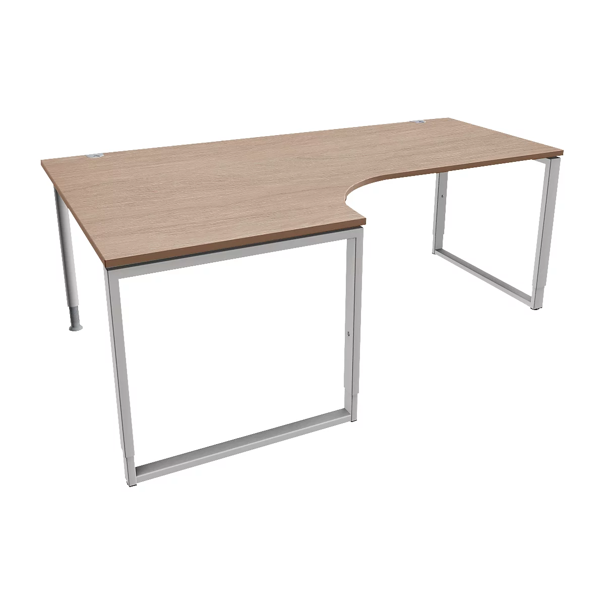 Schäfer Shop Genius Winkelschreibtisch MODENA FLEX, 90°, Bügelfuß, Ansatz links, B 2000 mm, Eiche-Dekor