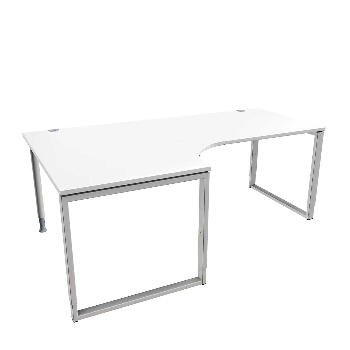 Schäfer Shop Genius Winkelschreibtisch MODENA FLEX, 90°, Bügelfuß, Ansatz links, B 2000 mm, weiß