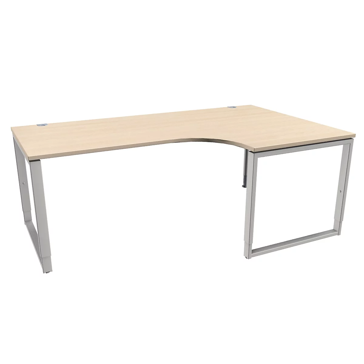 Schäfer Shop Genius Winkelschreibtisch MODENA FLEX, 90°, Bügelfuß, Ansatz rechts, B 2000 mm, Ahorn-Dekor