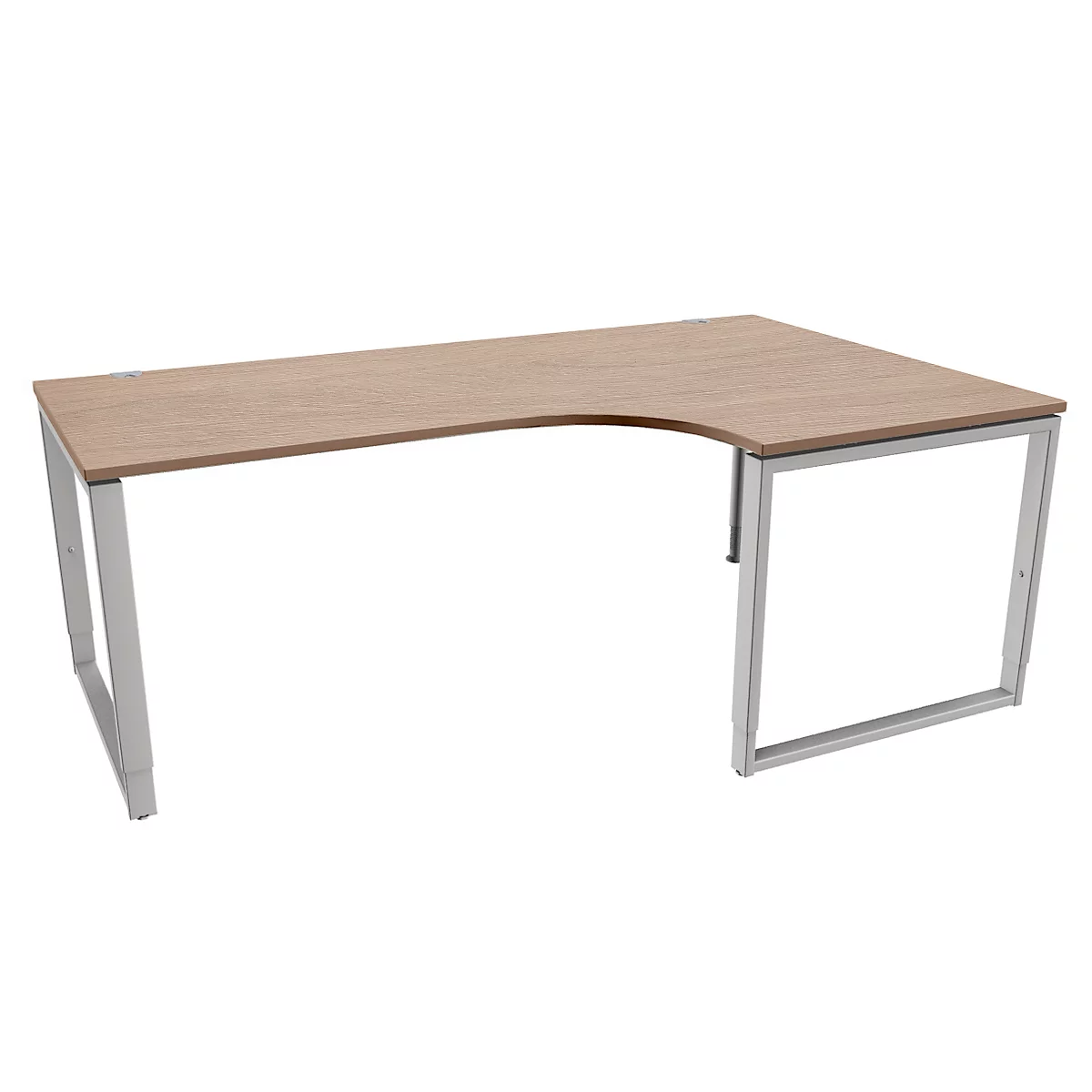 Schäfer Shop Genius Winkelschreibtisch MODENA FLEX, 90°, Bügelfuß, Ansatz rechts, B 2000 mm, Eiche-Dekor