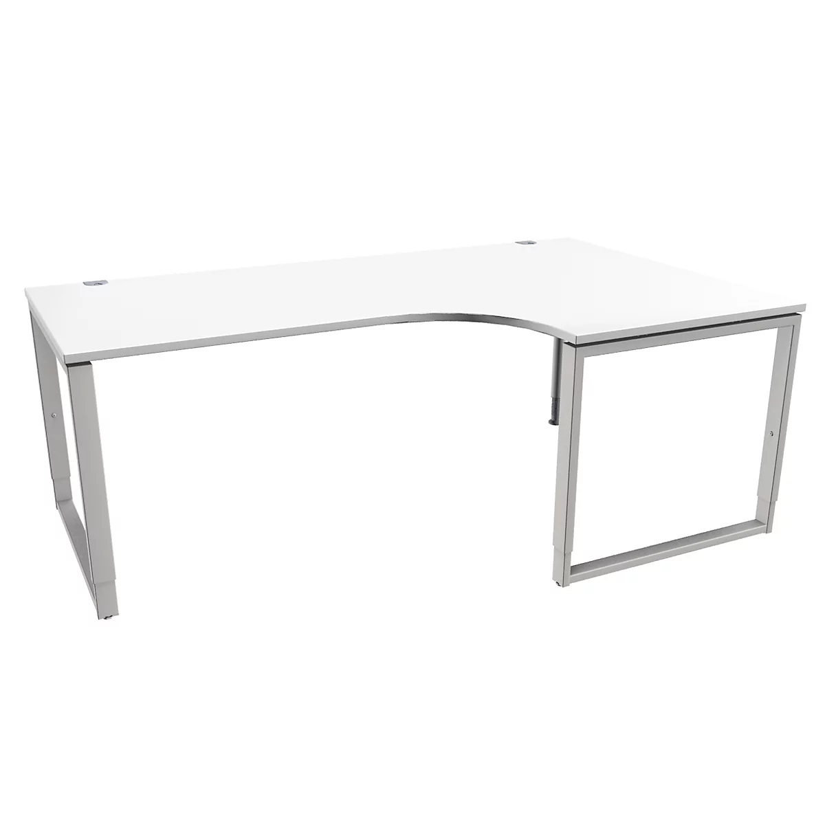 Schäfer Shop Genius Winkelschreibtisch MODENA FLEX, 90°, Bügelfuß, Ansatz rechts, B 2000 mm, weiß