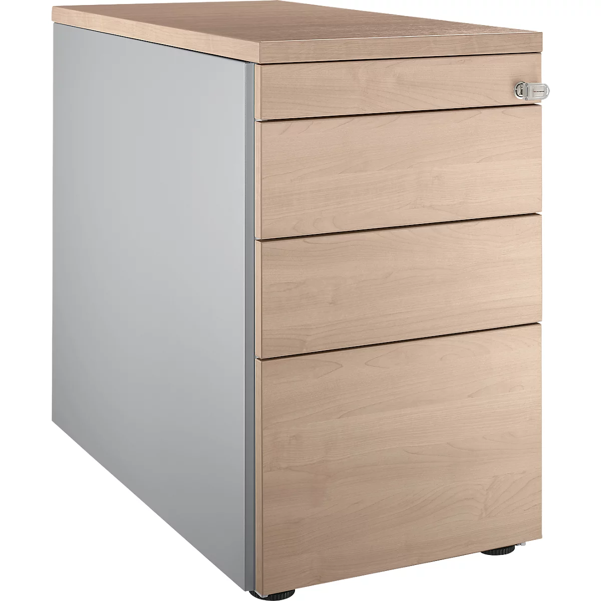 Schäfer Shop Genius zuil 1336, met greepgleuf, B 435 x H 717 mm, wit/aluminium/wit/eiken decor