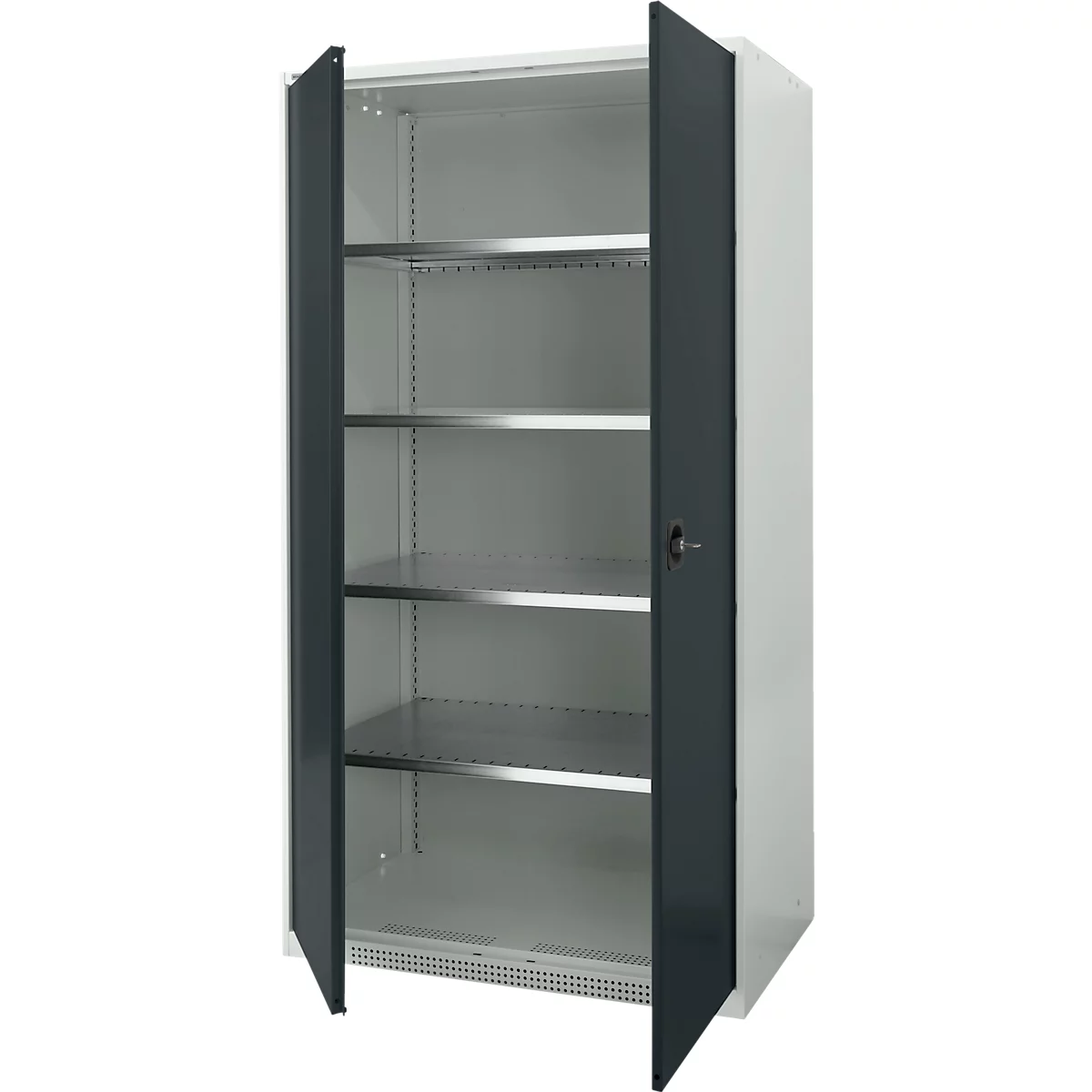 Schäfer Shop Genius zware werkkast FS, plaatstaal, B 1055 x D 520 x H 1950 mm, 5 OH, lichtgrijs/antracietgrijs, tot 1000 kg