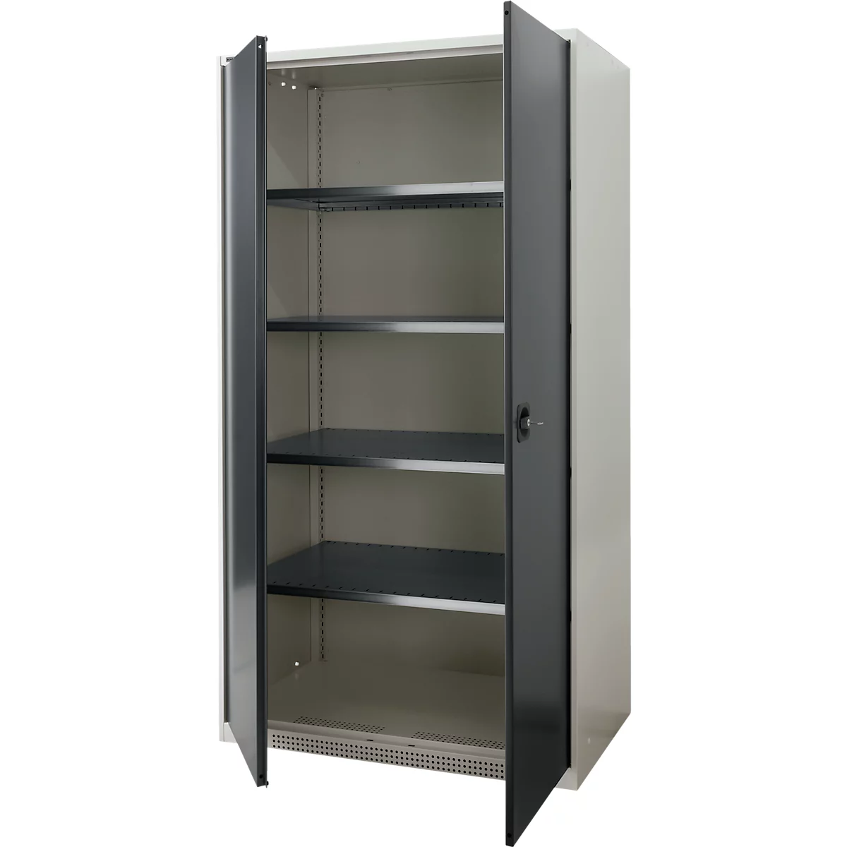 Schäfer Shop Genius zware werkkast FS, plaatstaal, B 1055 x D 620 x H 1950 mm, 5 OH, lichtgrijs/antracietgrijs, tot 1000 kg