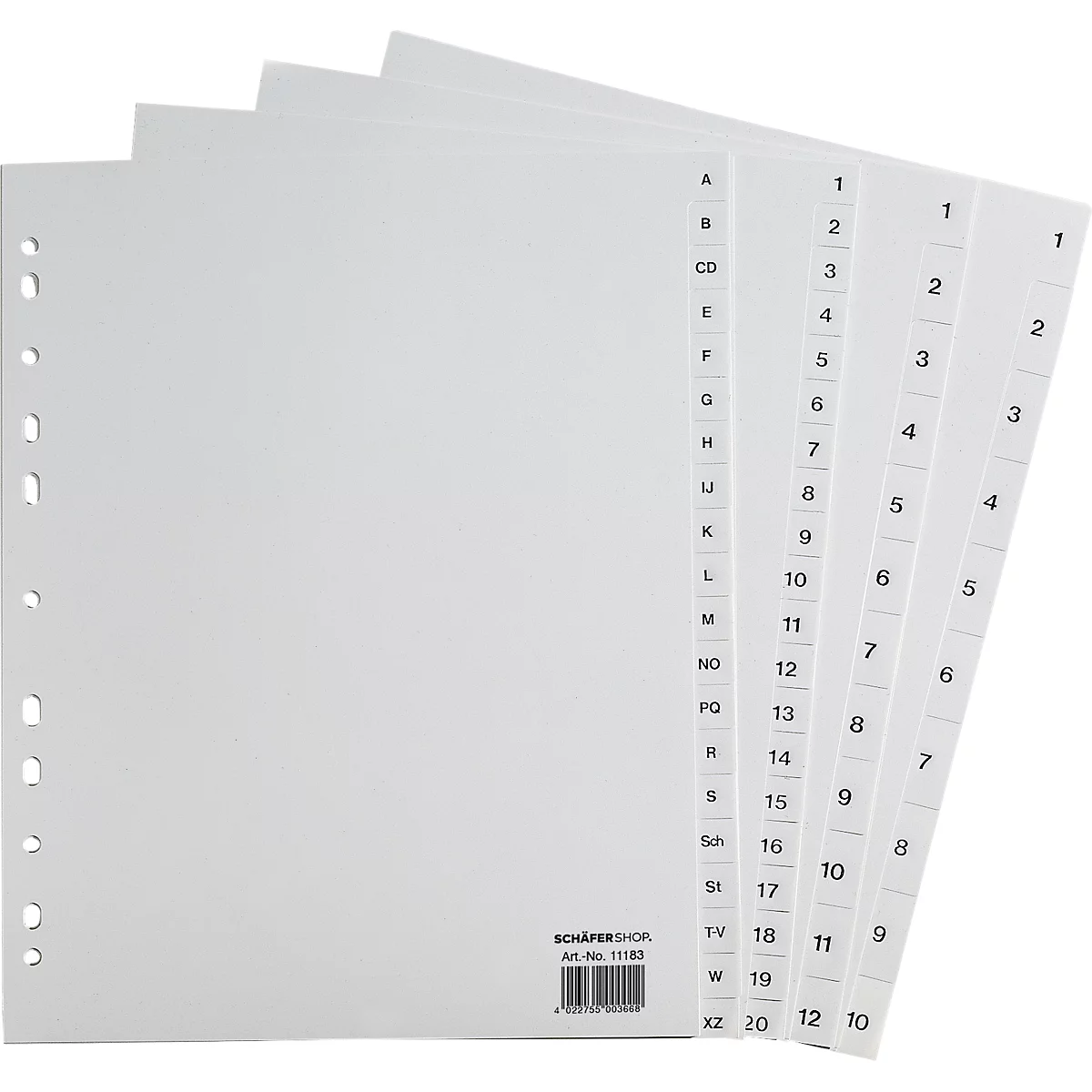 SCHÄFER SHOP Intercalaires en PP extra larges, gris, numériques, 1-12