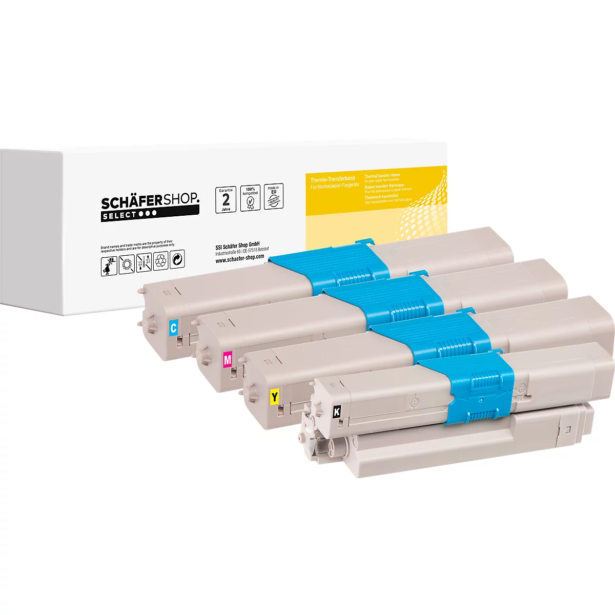 SCHÄFER SHOP lot de cassettes de toner compatible OKI Série 44469803, noir/cyan/magenta/jaune