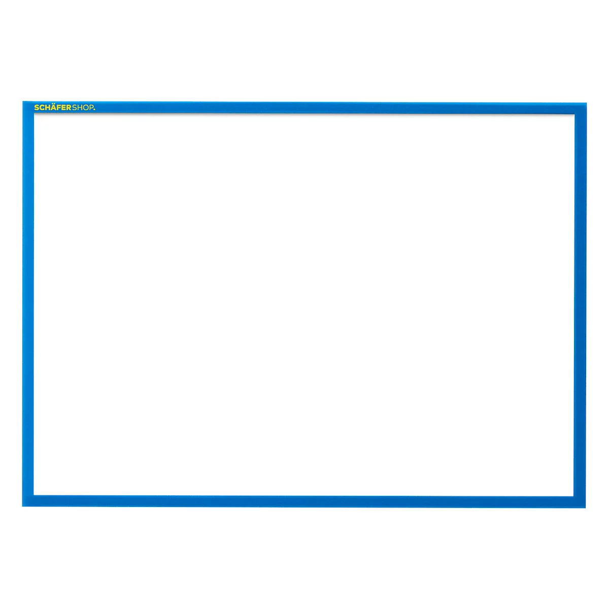 Marco de fotos azul con fondo blanco. "SCHÄFERSHOP" está escrito en verde en la parte superior izquierda.