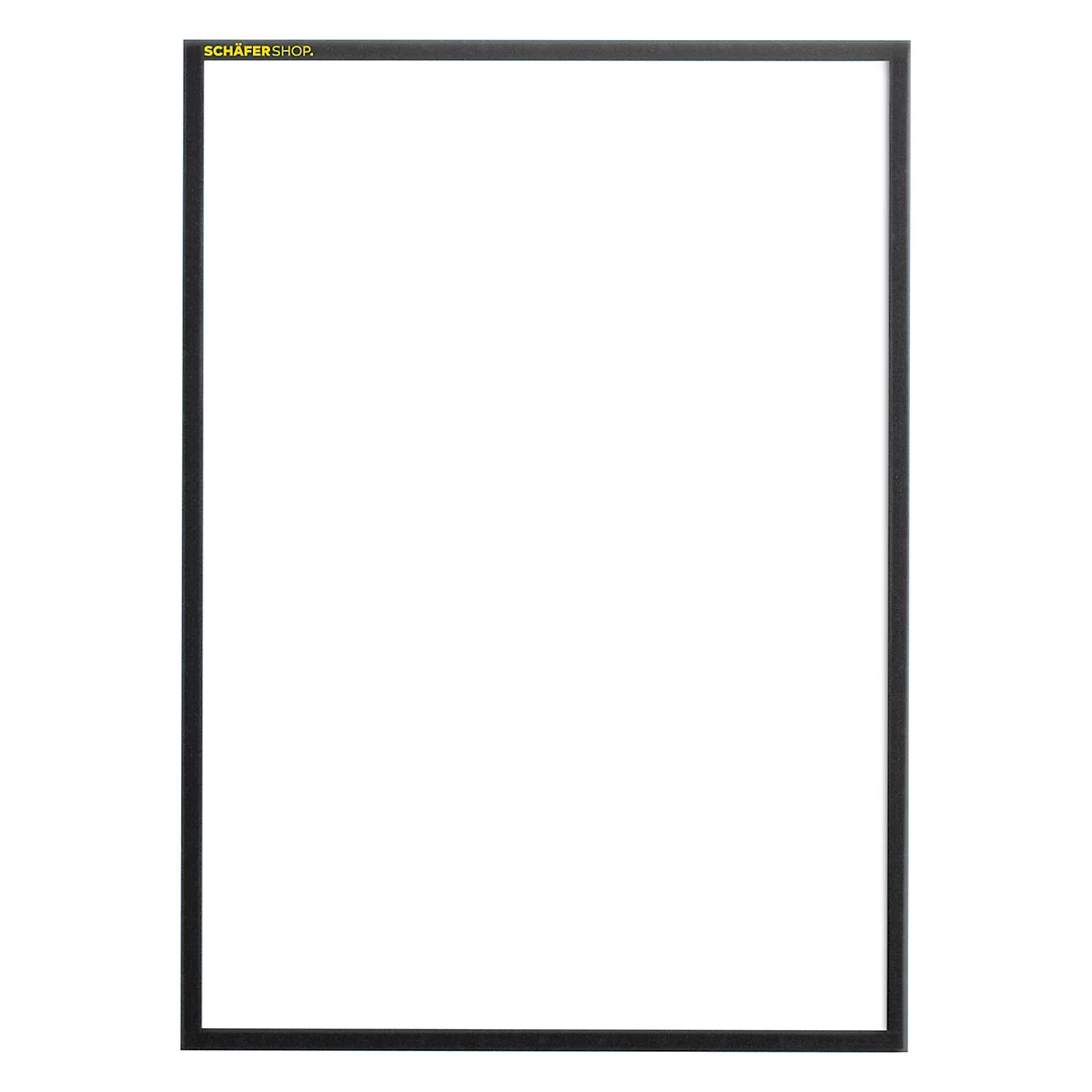 Marco negro con fondo blanco. En la parte superior, en amarillo: SCHÄFER SHOP.
