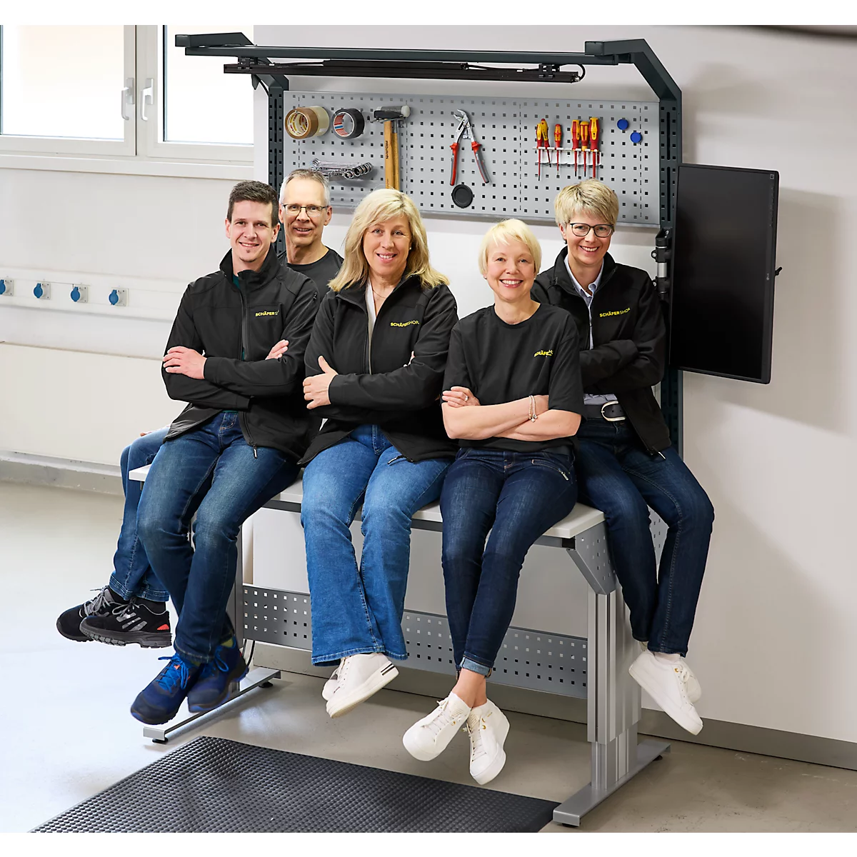 Schäfer Shop Pure Arbeitstisch AST31, elektrisch höhenverstellbar, Melaminplatte oder Multiplex-Platte, T-Fuß, bis 400 kg, diverse Varianten
