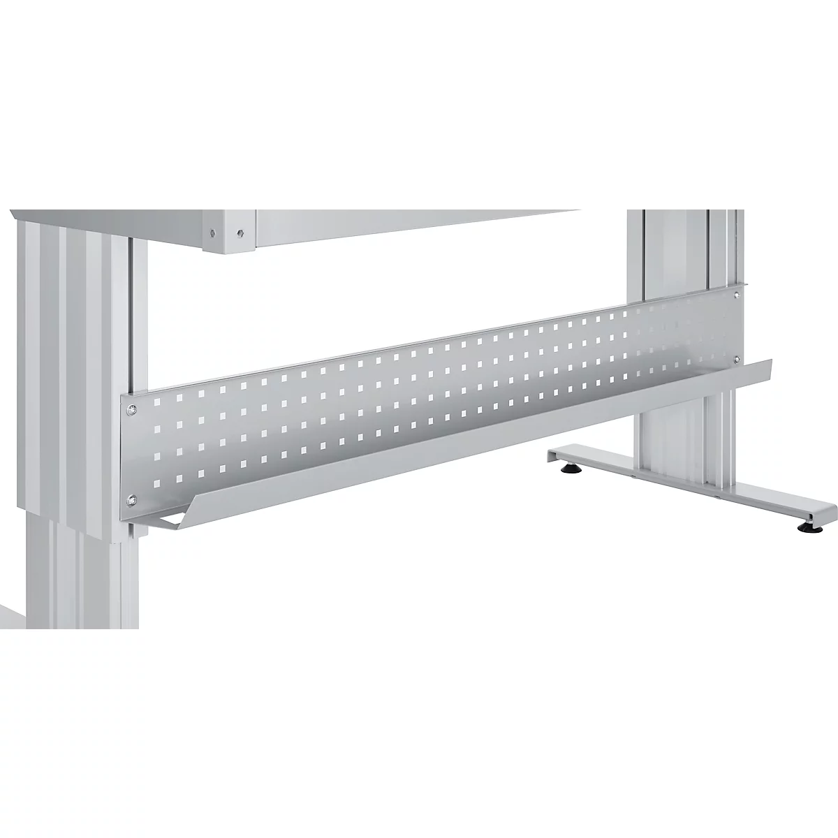 Schäfer Shop Pure Arbeitstisch AST31, elektrisch höhenverstellbar, Melaminplatte, T-Fuß, bis 400 kg, B 1500 x T 800 x H 725-1155 mm, weißaluminium/lichtgrau