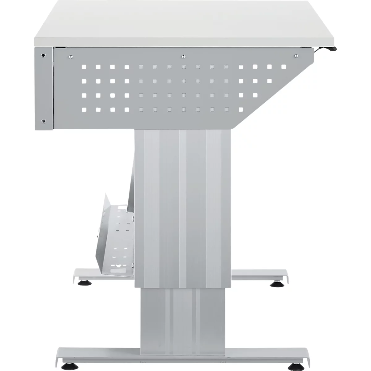 Schäfer Shop Pure Arbeitstisch AST31, elektrisch höhenverstellbar, Melaminplatte, T-Fuß, bis 400 kg, B 750 x T 800 x H 725-1155 mm, weißaluminium/lichtgrau