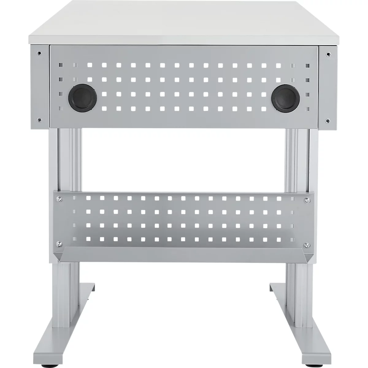 Schäfer Shop Pure Arbeitstisch AST31, elektrisch höhenverstellbar, Melaminplatte, T-Fuß, bis 400 kg, B 750 x T 800 x H 725-1155 mm, weißaluminium/lichtgrau