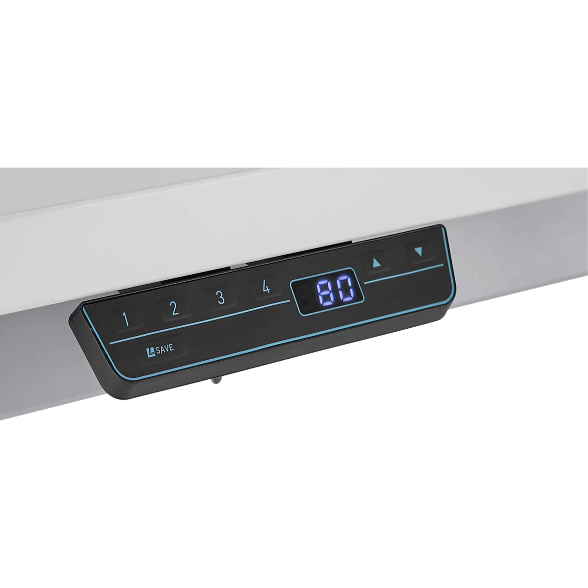 Schäfer Shop Pure Arbeitstisch AST31, elektrisch höhenverstellbar, Melaminplatte, T-Fuß, bis 400 kg, B 750 x T 800 x H 725-1155 mm, weißaluminium/lichtgrau
