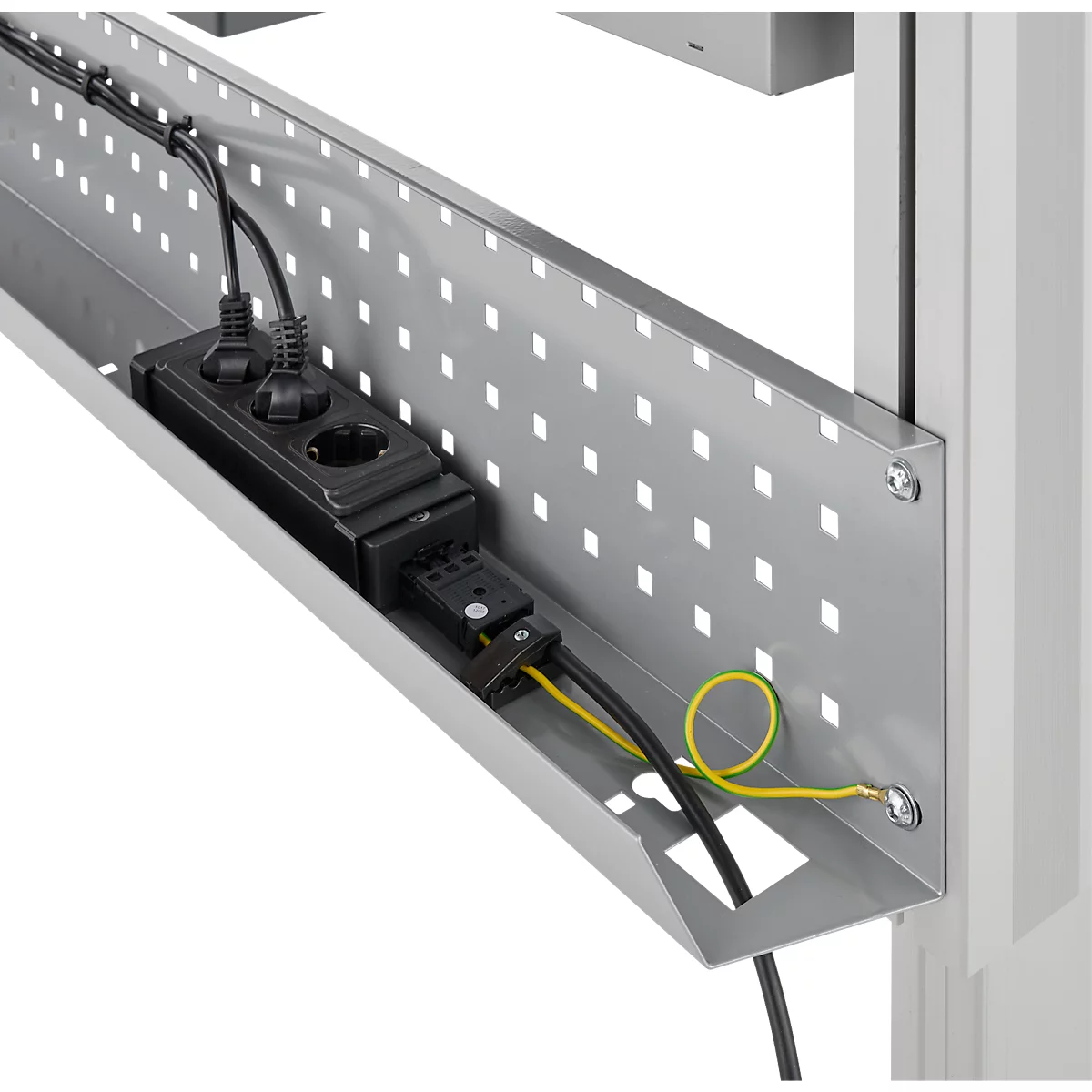 Schäfer Shop Pure Arbeitstisch AST31, elektrisch höhenverstellbar, Multiplex-Platte, T-Fuß, bis 400 kg, B 2000 x T 800 x H 730-1155 mm, weißaluminium/Buche