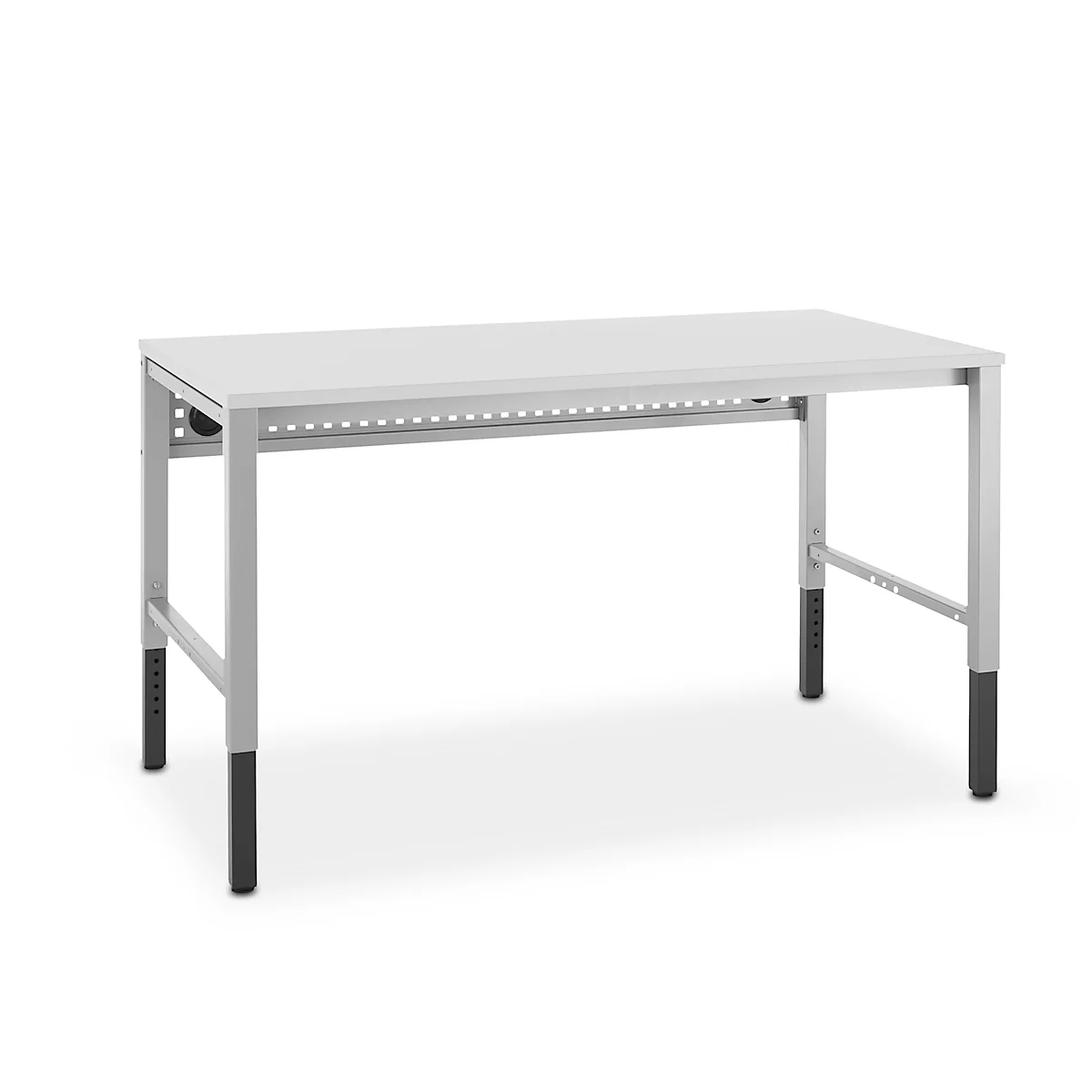 Schäfer Shop Pure Arbeitstisch AST31, manuell höhenverstellbar, Melaminplatte, 4-Fuß, bis 500 kg, B 1500 x T 800 x H 800-1030 mm, lichtgrau/lichtgrau
