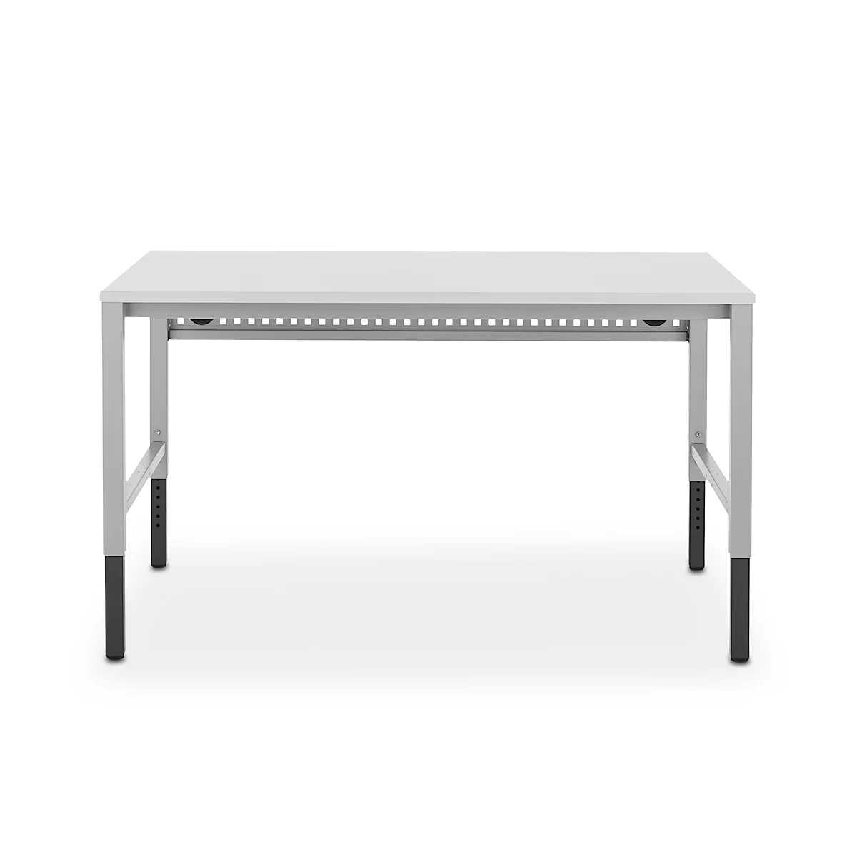 Schäfer Shop Pure Arbeitstisch AST31, manuell höhenverstellbar, Melaminplatte, 4-Fuß, bis 500 kg, B 1500 x T 800 x H 800-1030 mm, lichtgrau/lichtgrau