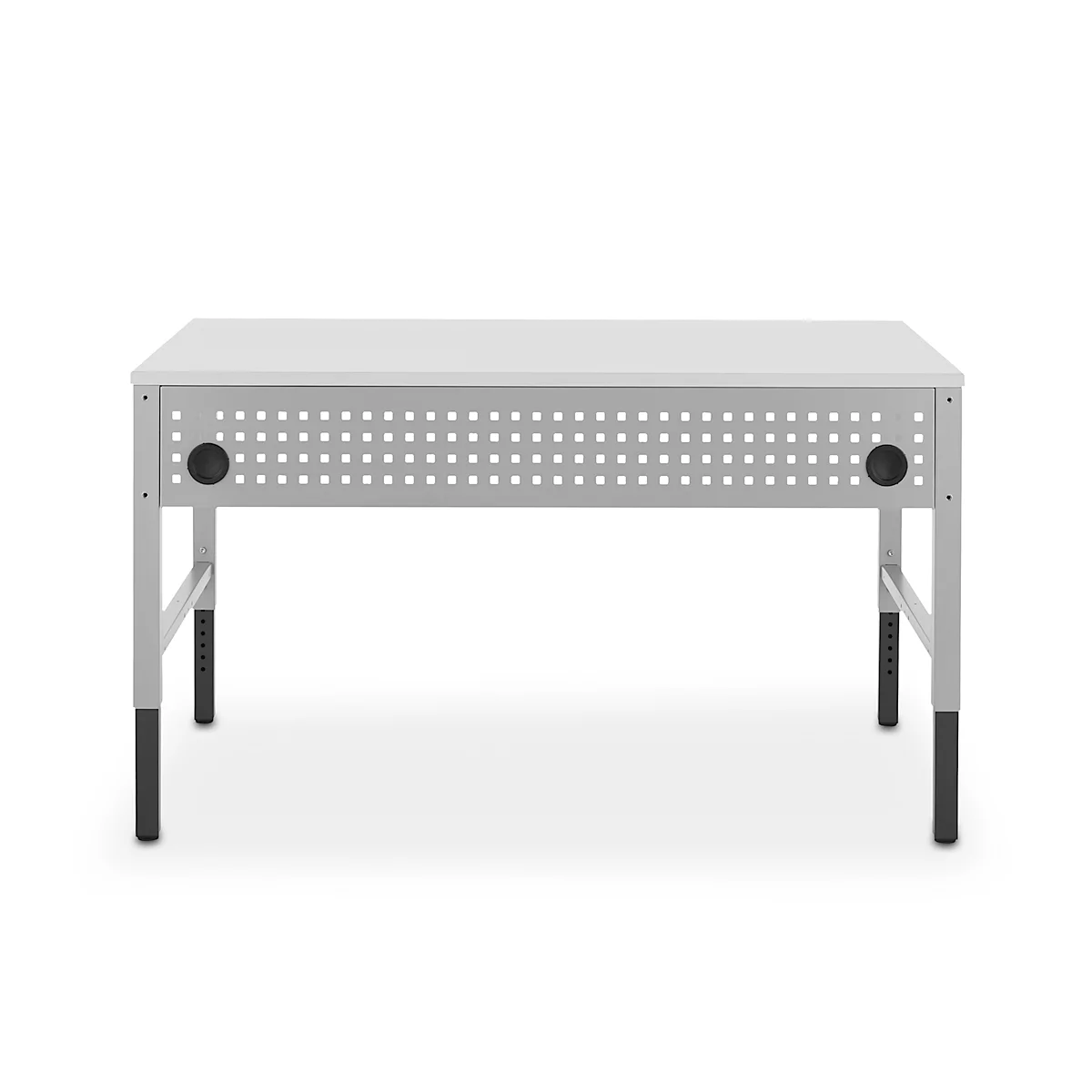 Schäfer Shop Pure Arbeitstisch AST31, manuell höhenverstellbar, Melaminplatte, 4-Fuß, bis 500 kg, B 1500 x T 800 x H 800-1030 mm, lichtgrau/lichtgrau