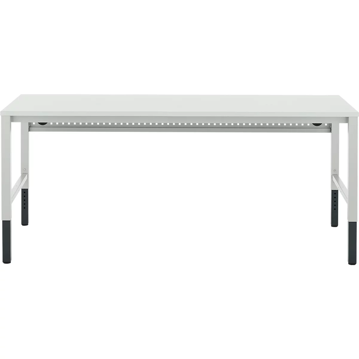 Schäfer Shop Pure Arbeitstisch AST31, manuell höhenverstellbar, Melaminplatte, 4-Fuß, bis 500 kg, B 2000 x T 800 x H 800-1030 mm, lichtgrau/lichtgrau