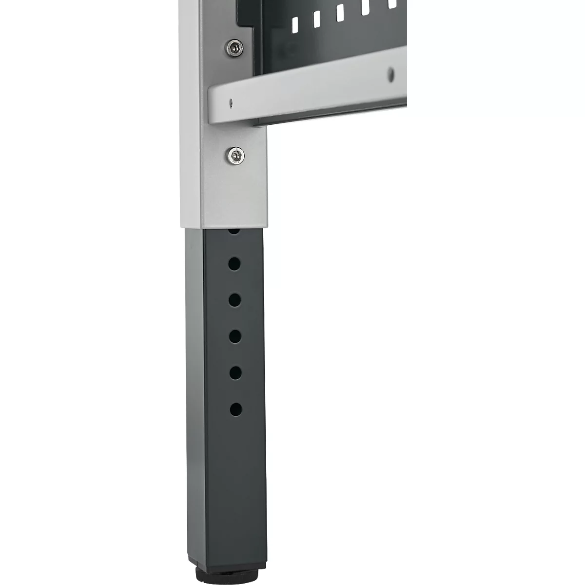 Schäfer Shop Pure Arbeitstisch AST31, manuell höhenverstellbar, Melaminplatte, 4-Fuß, bis 500 kg, B 2000 x T 800 x H 800-1030 mm, lichtgrau/lichtgrau