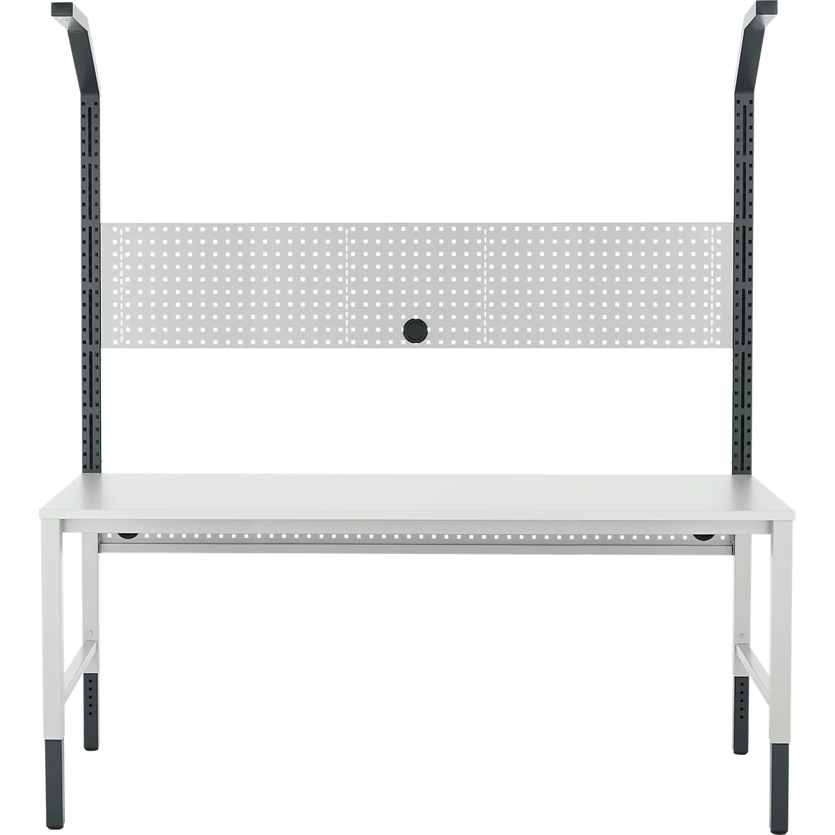 Schäfer Shop Pure Arbeitstisch AST31, manuell höhenverstellbar, Melaminplatte, 4-Fuß, bis 500 kg, B 2000 x T 800 x H 800-1030 mm, lichtgrau/lichtgrau