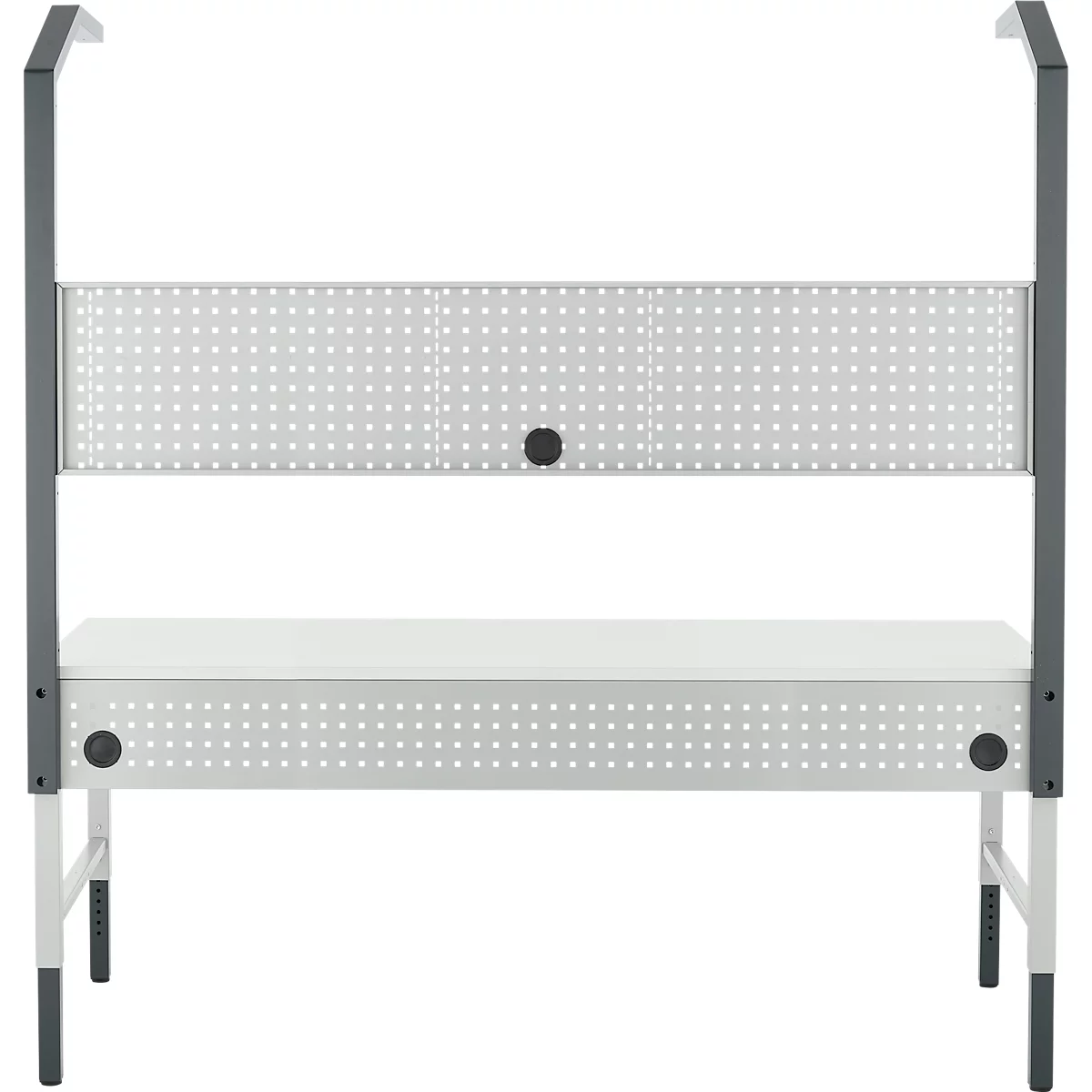 Schäfer Shop Pure Arbeitstisch AST31, manuell höhenverstellbar, Melaminplatte, 4-Fuß, bis 500 kg, B 2000 x T 800 x H 800-1030 mm, lichtgrau/lichtgrau