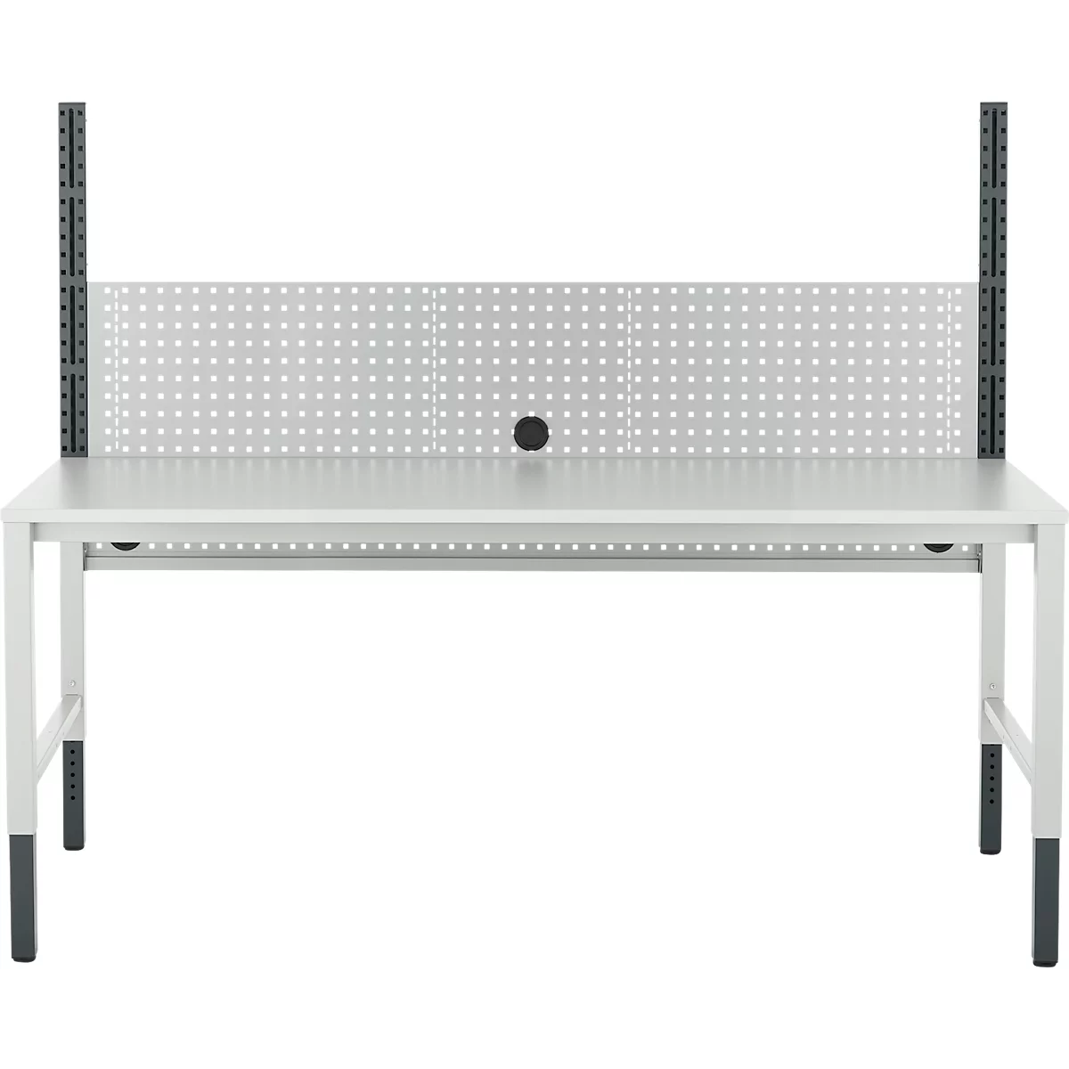 Schäfer Shop Pure Arbeitstisch AST31, manuell höhenverstellbar, Melaminplatte, 4-Fuß, bis 500 kg, B 2000 x T 800 x H 800-1030 mm, lichtgrau/lichtgrau