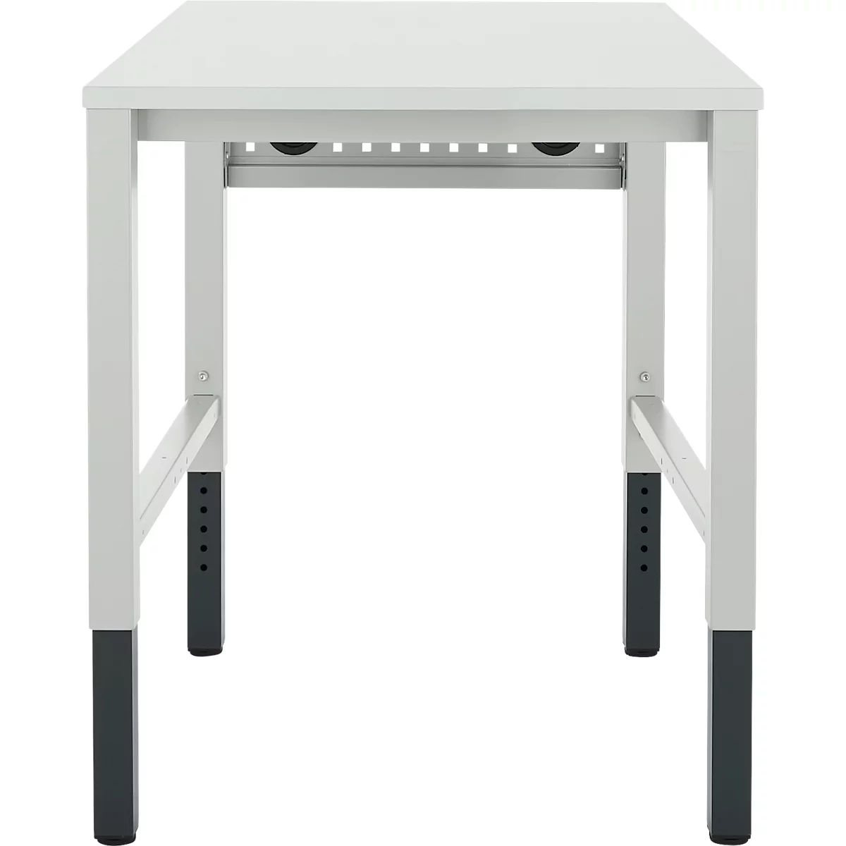 Schäfer Shop Pure Arbeitstisch AST31, manuell höhenverstellbar, Melaminplatte, 4-Fuß, bis 500 kg, B 750 x T 800 x H 800-1030 mm, lichtgrau/lichtgrau
