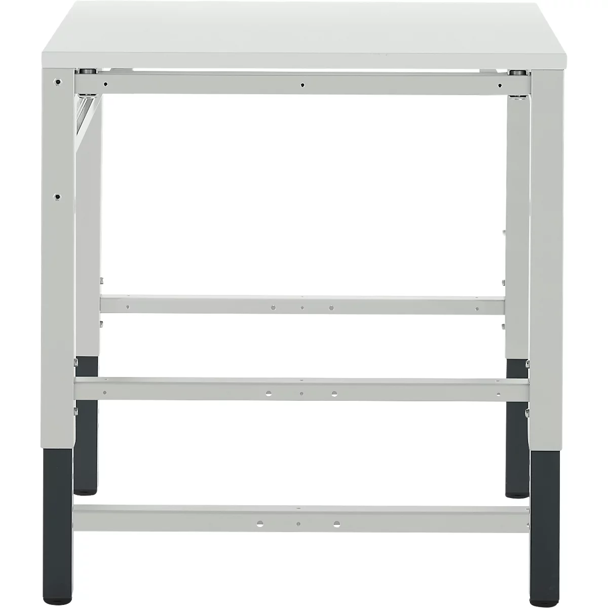 Schäfer Shop Pure Arbeitstisch AST31, manuell höhenverstellbar, Melaminplatte, 4-Fuß, bis 500 kg, B 750 x T 800 x H 800-1030 mm, lichtgrau/lichtgrau