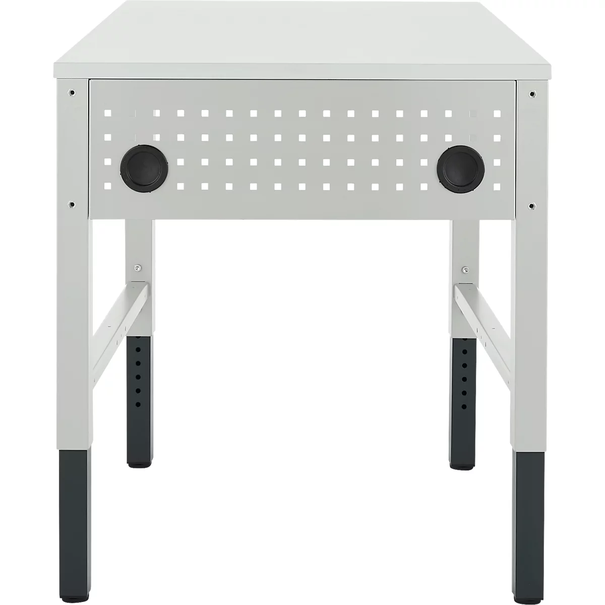 Schäfer Shop Pure Arbeitstisch AST31, manuell höhenverstellbar, Melaminplatte, 4-Fuß, bis 500 kg, B 750 x T 800 x H 800-1030 mm, lichtgrau/lichtgrau