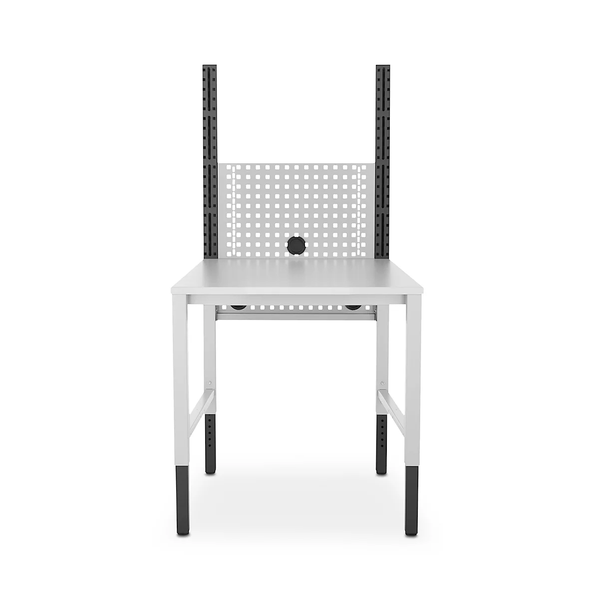 Schäfer Shop Pure Arbeitstisch AST31, manuell höhenverstellbar, Melaminplatte, 4-Fuß, bis 500 kg, B 750 x T 800 x H 800-1030 mm, lichtgrau/lichtgrau