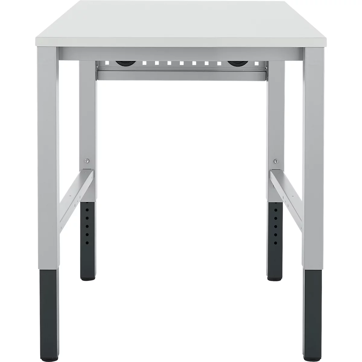 Schäfer Shop Pure Arbeitstisch AST31, manuell höhenverstellbar, Melaminplatte, 4-Fuß, bis 500 kg, B 750 x T 800 x H 800-1030 mm, weißaluminium/lichtgrau