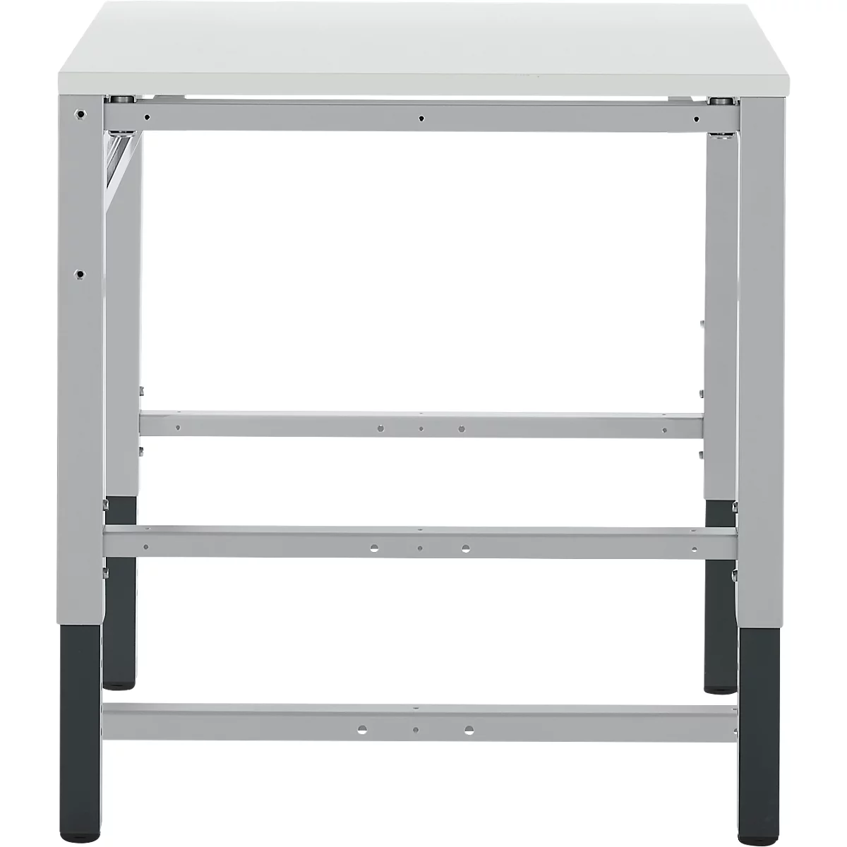 Schäfer Shop Pure Arbeitstisch AST31, manuell höhenverstellbar, Melaminplatte, 4-Fuß, bis 500 kg, B 750 x T 800 x H 800-1030 mm, weißaluminium/lichtgrau