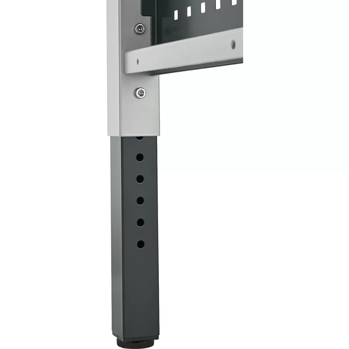 Schäfer Shop Pure Arbeitstisch AST31, manuell höhenverstellbar, Multiplex-Platte, 4-Fuß, bis 500 kg, B 2000 x T 800 x H 805-1035 mm, weißaluminium/Buche