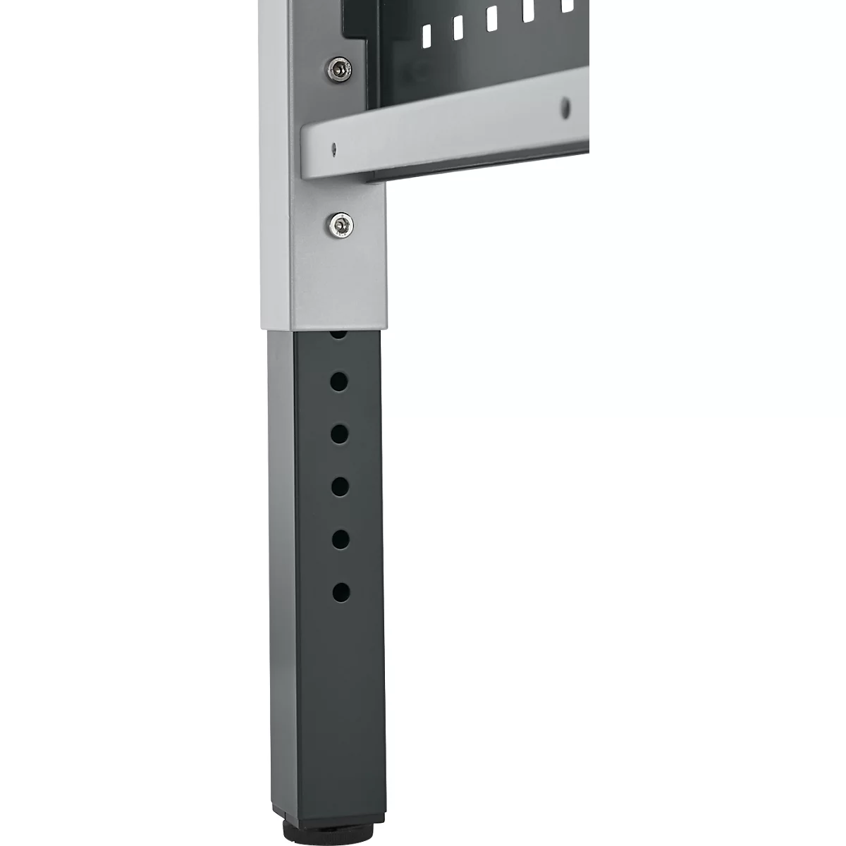 Schäfer Shop Pure Arbeitstisch AST31, manuell höhenverstellbar, Multiplex-Platte, 4-Fuß, bis 500 kg, B 750 x T 800 x H 805-1035 mm, weißaluminium/Buche