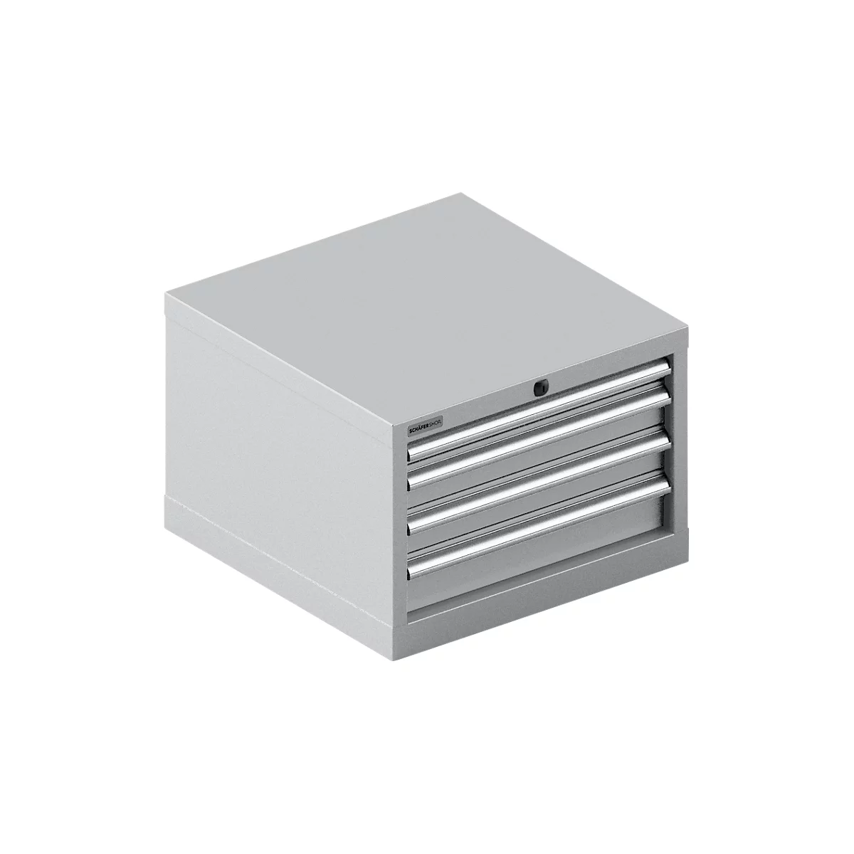 Schäfer Shop Pure Armoire à tiroirs 27-27 , 4 tiroirs, jusqu'à 75 kg, l. 564 x P 572 x H 400 mm, alu blanc/alu blanc