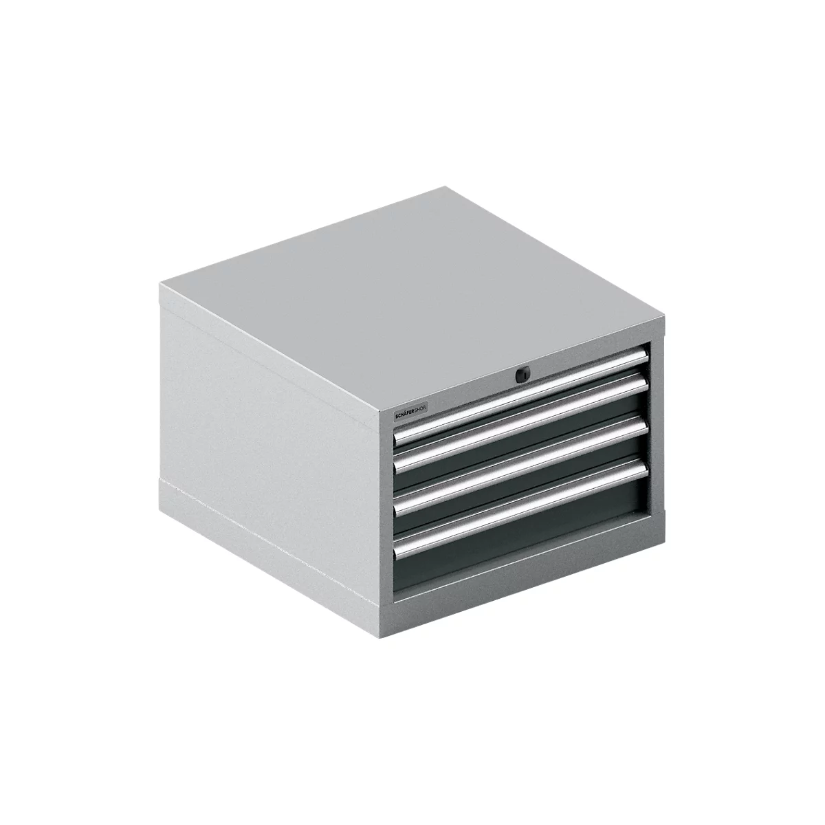 Schäfer Shop Pure Armoire à tiroirs 27-27 , 4 tiroirs, jusqu'à 75 kg, l. 564 x P 572 x H 400 mm, gris anthracite/alu blanc