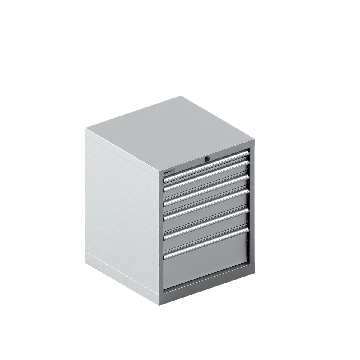 Schäfer Shop Pure armoire à tiroirs 27-27, 6 tiroirs, jusqu'à 200 kg, L 564 x P 572 x H 700 mm, aluminium blanc / aluminium blanc